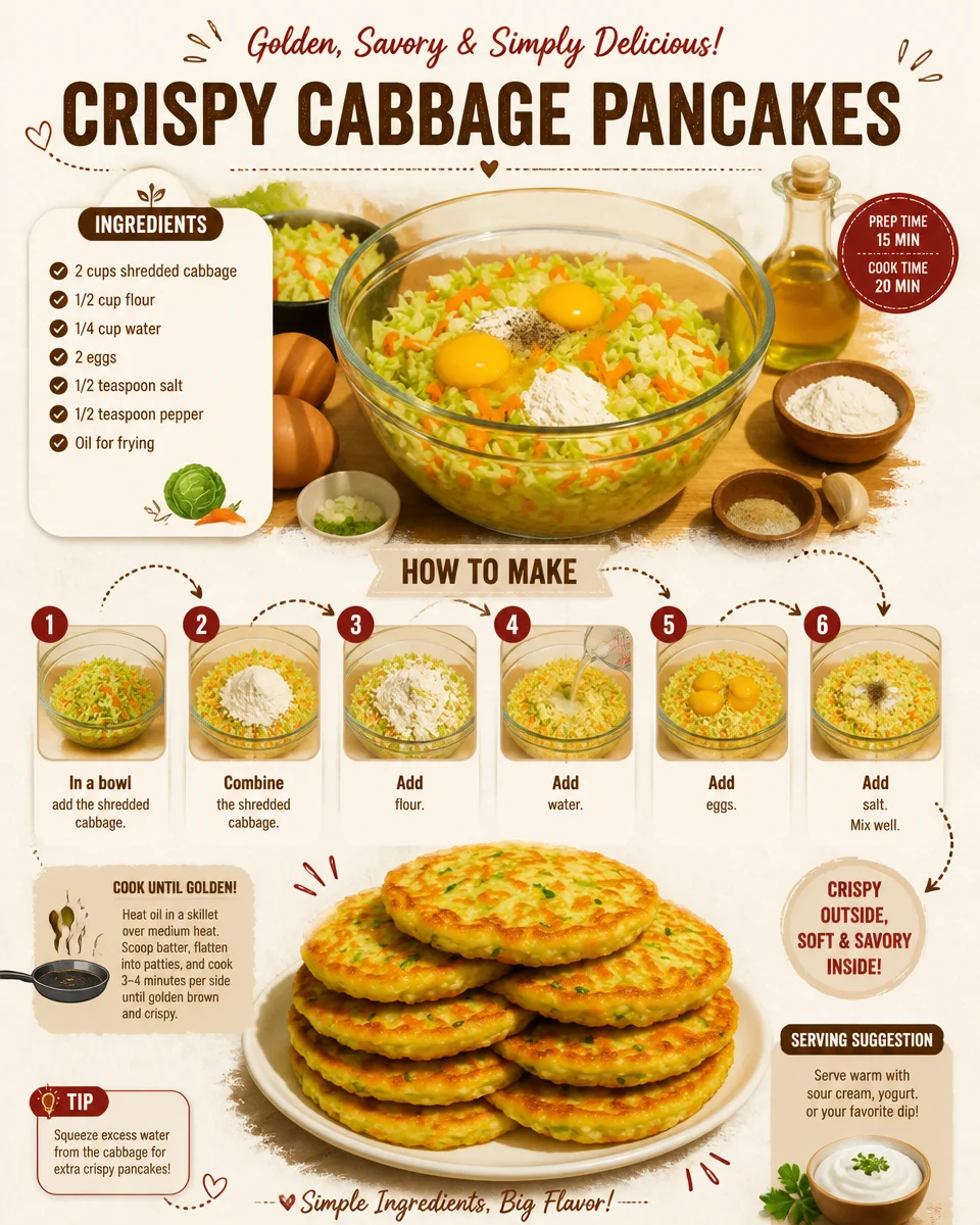 Crispy cabbage pancakes served on a plate, garnished with herbs.