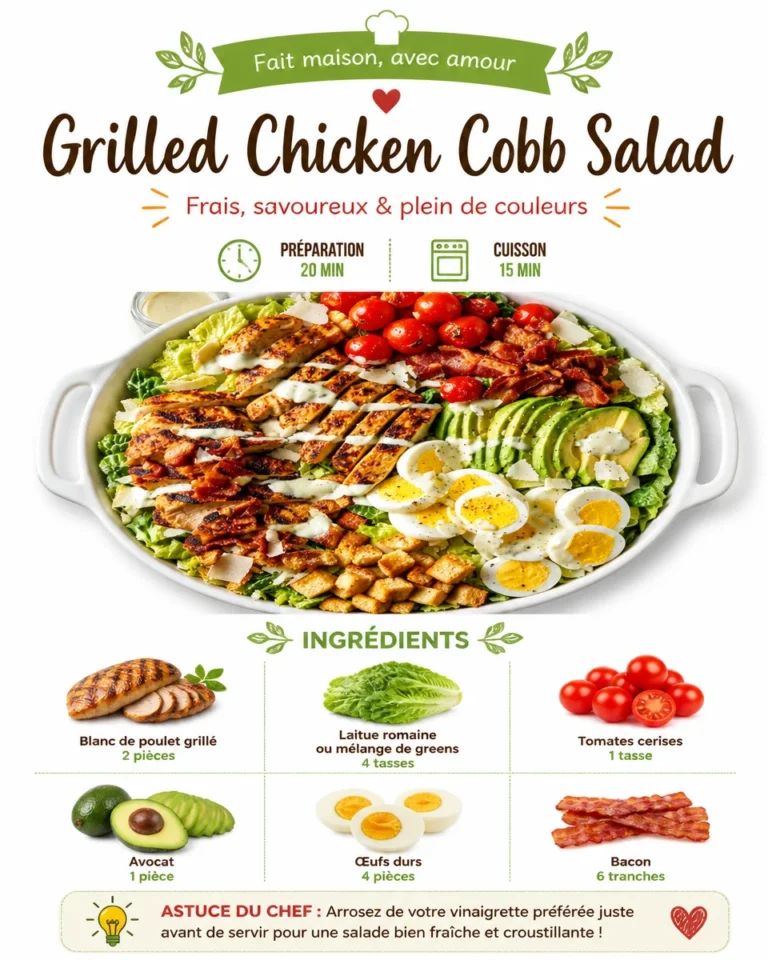 Cobb Salad with Grilled Chicken, fresh vegetables, and creamy dressing