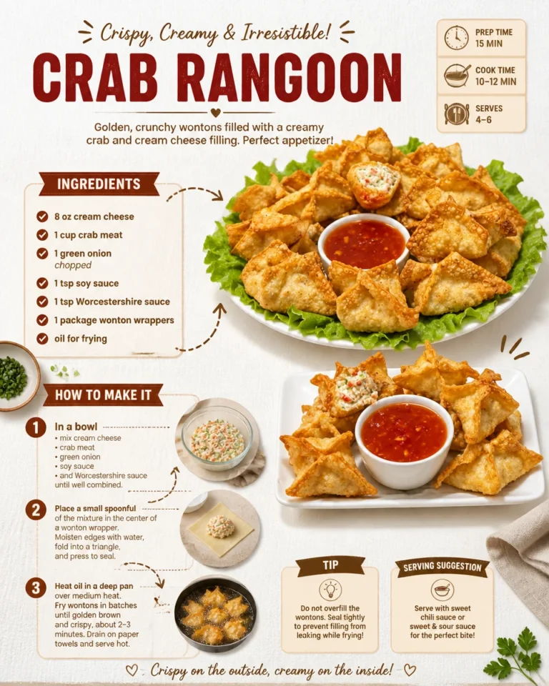Delicious Crab Rangoon with crispy wonton wrappers and creamy crab filling