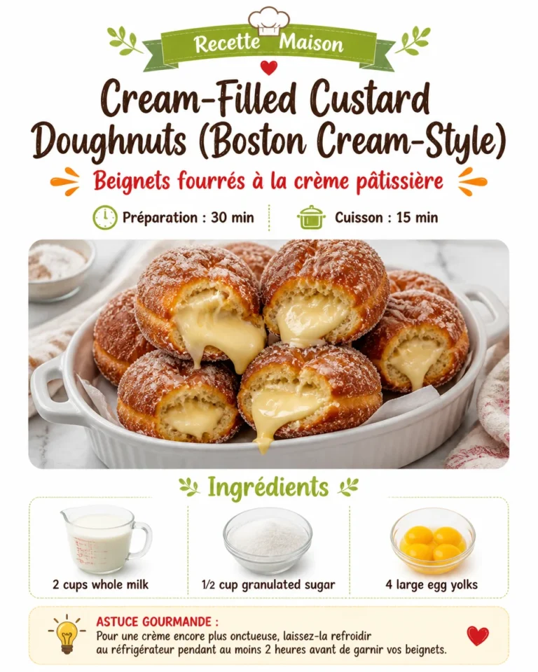 Delicious cream-filled custard doughnuts inspired by Boston cream style