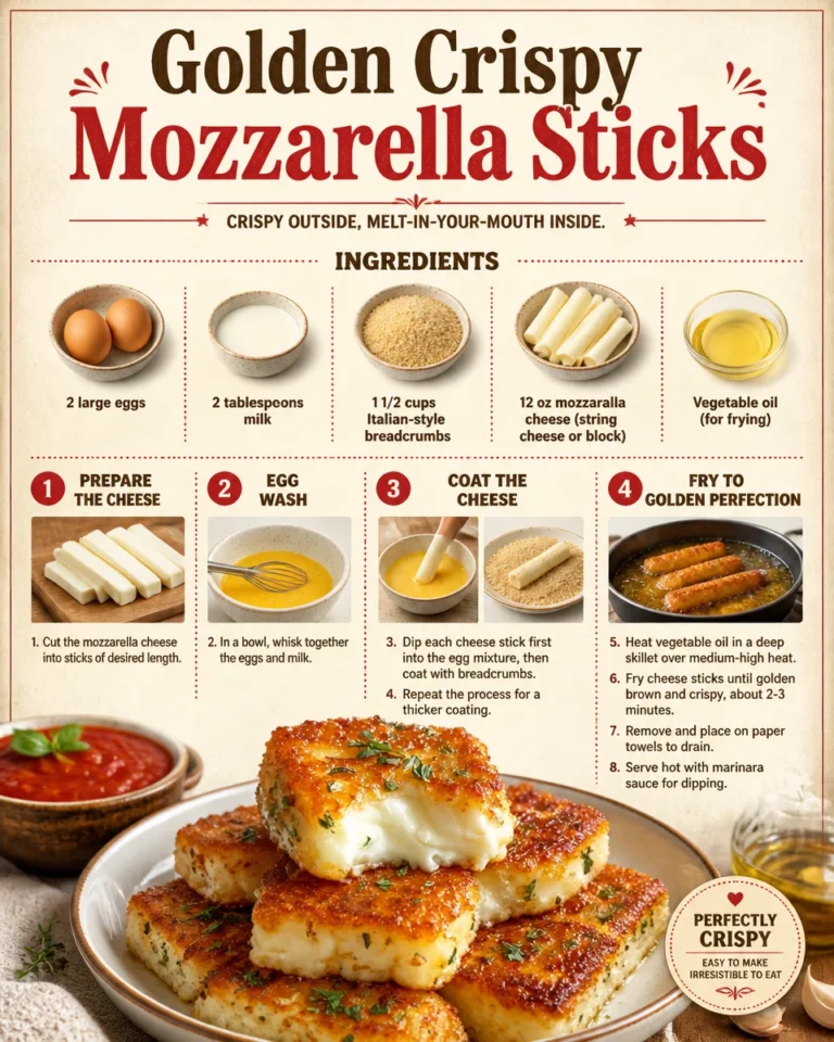 Plate of crispy golden mozzarella sticks with marinara sauce