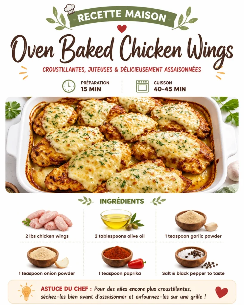 Crispy golden oven-baked chicken wings served on a plate
