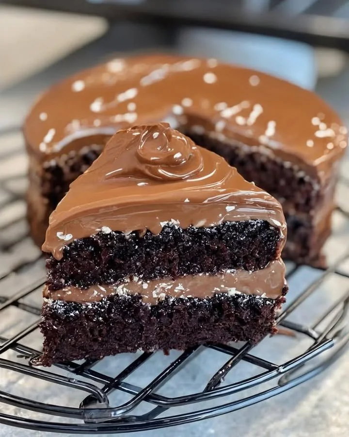 Deliciously moist dreamy chocolate cake topped with rich chocolate frosting