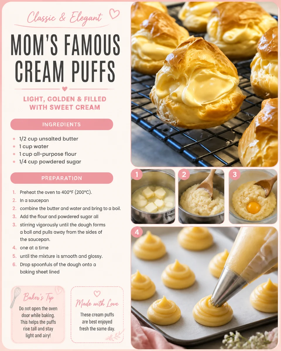 Delicious homemade cream puffs with creamy filling and light pastry