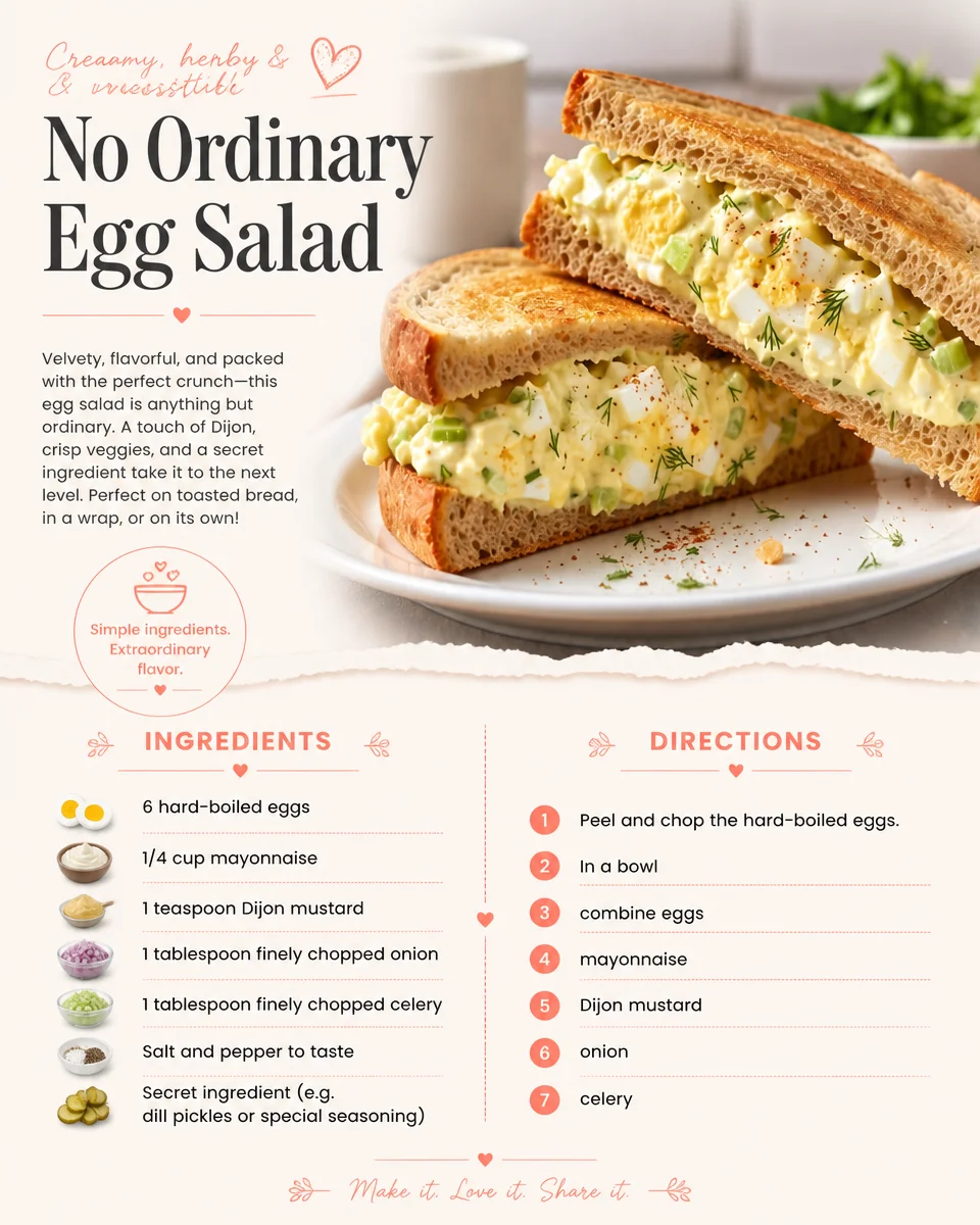 Delicious serving of No Ordinary Egg Salad Recipe on a plate.