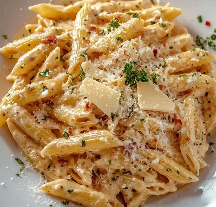 One-Pot Creamy Garlic Pasta served in a bowl with herbs and garlic